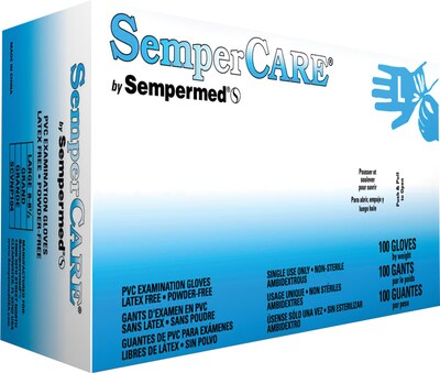 Sempermed SemperCare  Latex Free Cream Vinyl Exam Gloves, Large, 1000/Carton (SCVNP104)