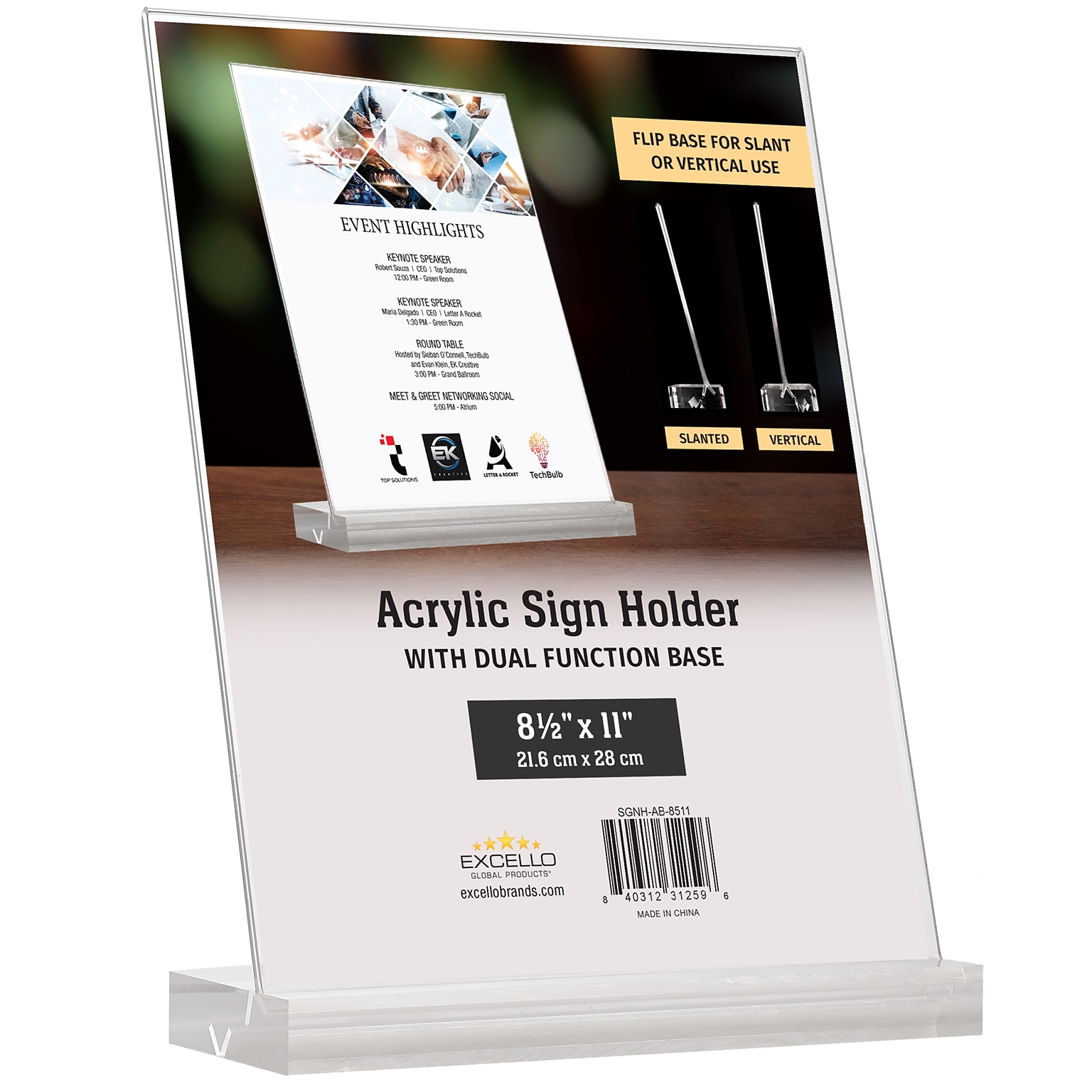 Global Printed Products Generic Holder, 8.5 x 11, Vertical, Table Top/Countertop, Clear Acrylic (SGNH-AB-8511)
