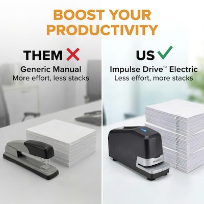 Bostitch Impulse Electric Desktop Stapler, 30-Sheet Capacity, Black, 6/Carton (02210CT)