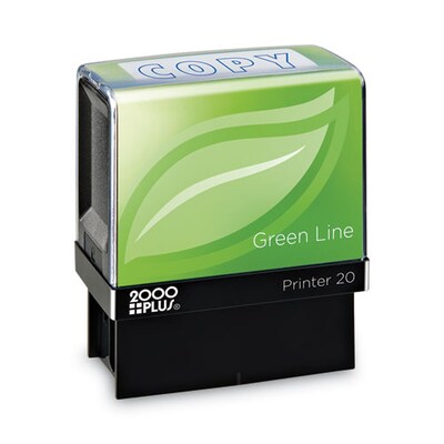 2000 Plus Green Line Printer 20 COPY Rectangle Pre-Inked Stamp, Blue Ink, 1 1/2 x 9/16 (098367)