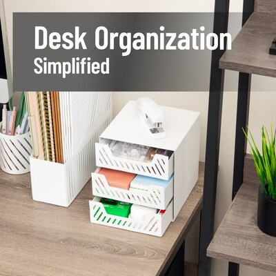 Mind Reader Metal Desk Organizer, White (3SLDR-WHT)