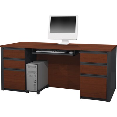 Bestar® Prestige+ Executive Desk Kit With 2 Pedestals; Bordeaux & Graphite Finish