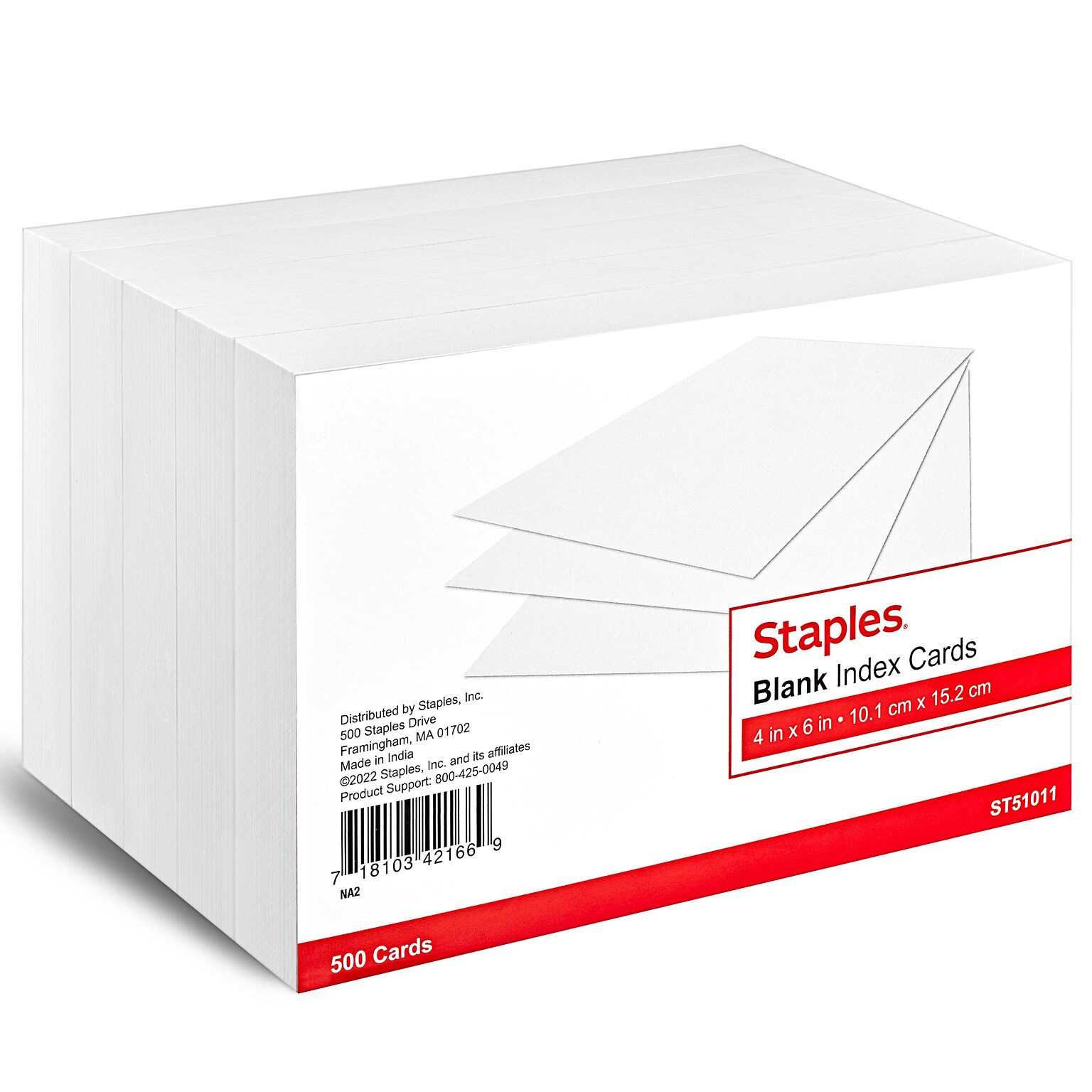 Staples 4 x 6 Index Cards, Blank, White, 500/Pack (TR51011)