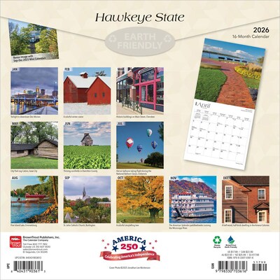 2026 BrownTrout Hawkeye State Iowa Places 12 x 12 Monthly Wall Calendar (9798330703616)