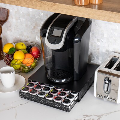 Mind Reader Metal Single Serve Coffee Pod Drawer, 36 Pod Capacity, Black (MTRAY-BLK)