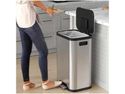 iTouchless SoftStep ProX Stainless Steel Step Trash Can, 13.2-Gallon, Silver/Black (PD13RSY)