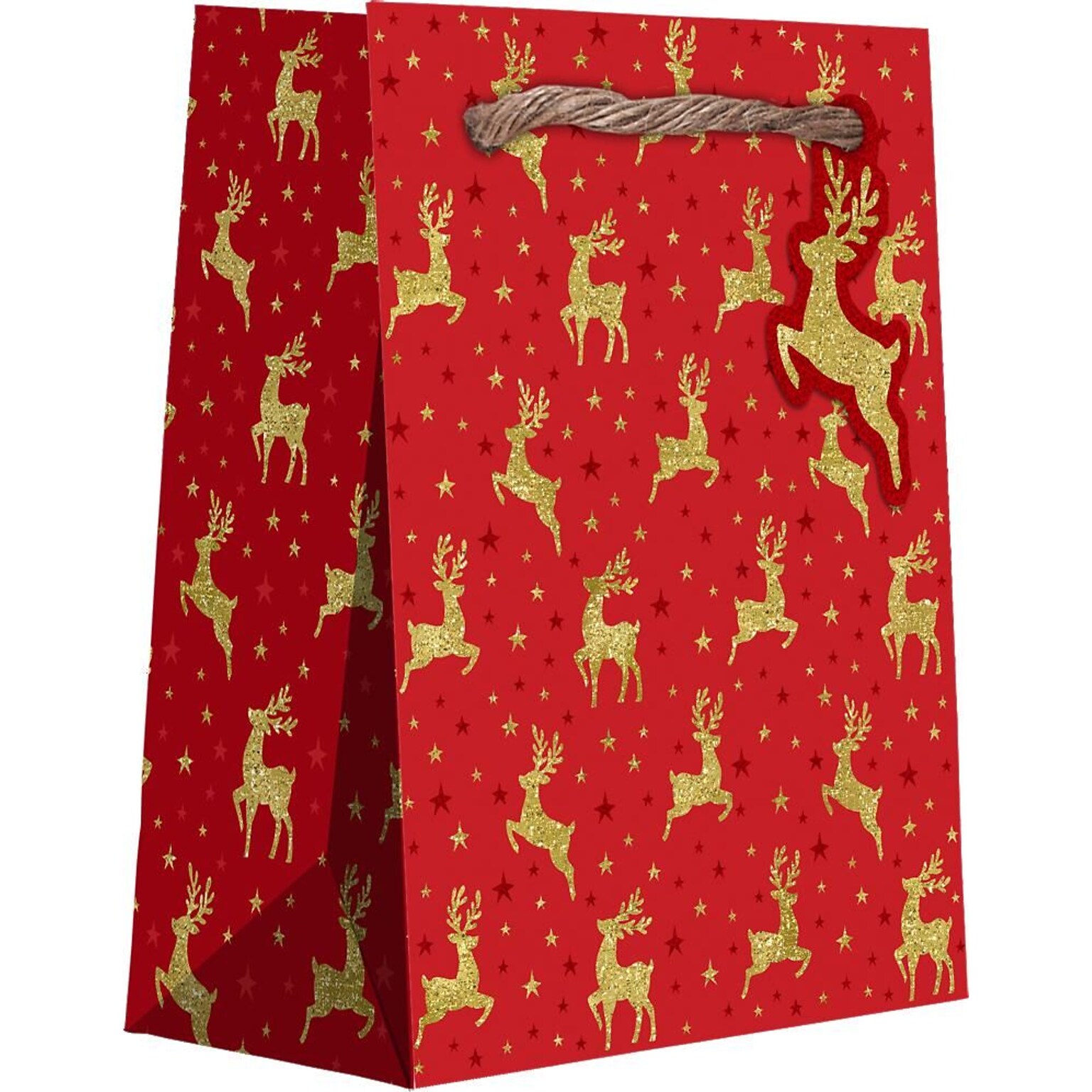 JAM Paper Medium Glitzy Reindeer Gift Bags, Multicolored, 120/Pack (526BXMT6421)