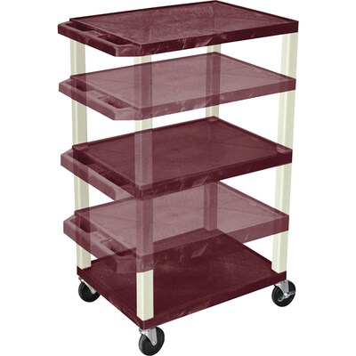 H. Wilson® Adjustable-Height A/V Carts; Burgundy
