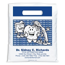 Medical Arts Press® Dental Personalized Small 2-Color Supply Bags; 7-1/2x9, Smile Team, Brush/Floss