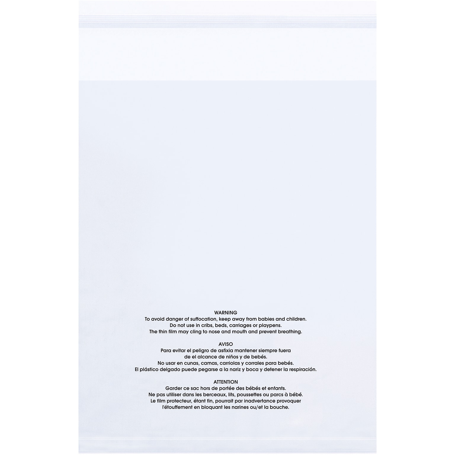 12 x 18 Lip & Tape Reclosable Suffocation Warning Poly Bags, 1.5 Mil, Clear, 1000/Carton (PMR121815)