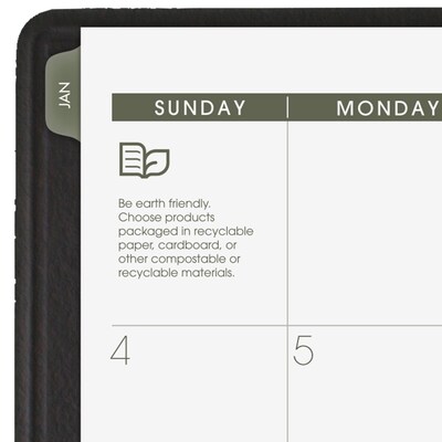 2026 AT-A-GLANCE Recycled 7" x 8.75" Monthly Planner, Faux Leather Cover, Black (70-120G-05-26)