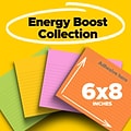 Post-it Super Sticky Notes, 8 x 6, Energy Boost Collection, Lined, 45 Sheet/Pad, 4 Pads/Pack (6845