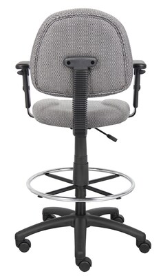 Boss® Drafting Stool w/ Adjustable Arms and Footring; Gray