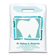 Medical Arts Press® Dental Personalized Large 2-Color Supply Bags; 9 x 13, Tooth w/Border, 100 Bags