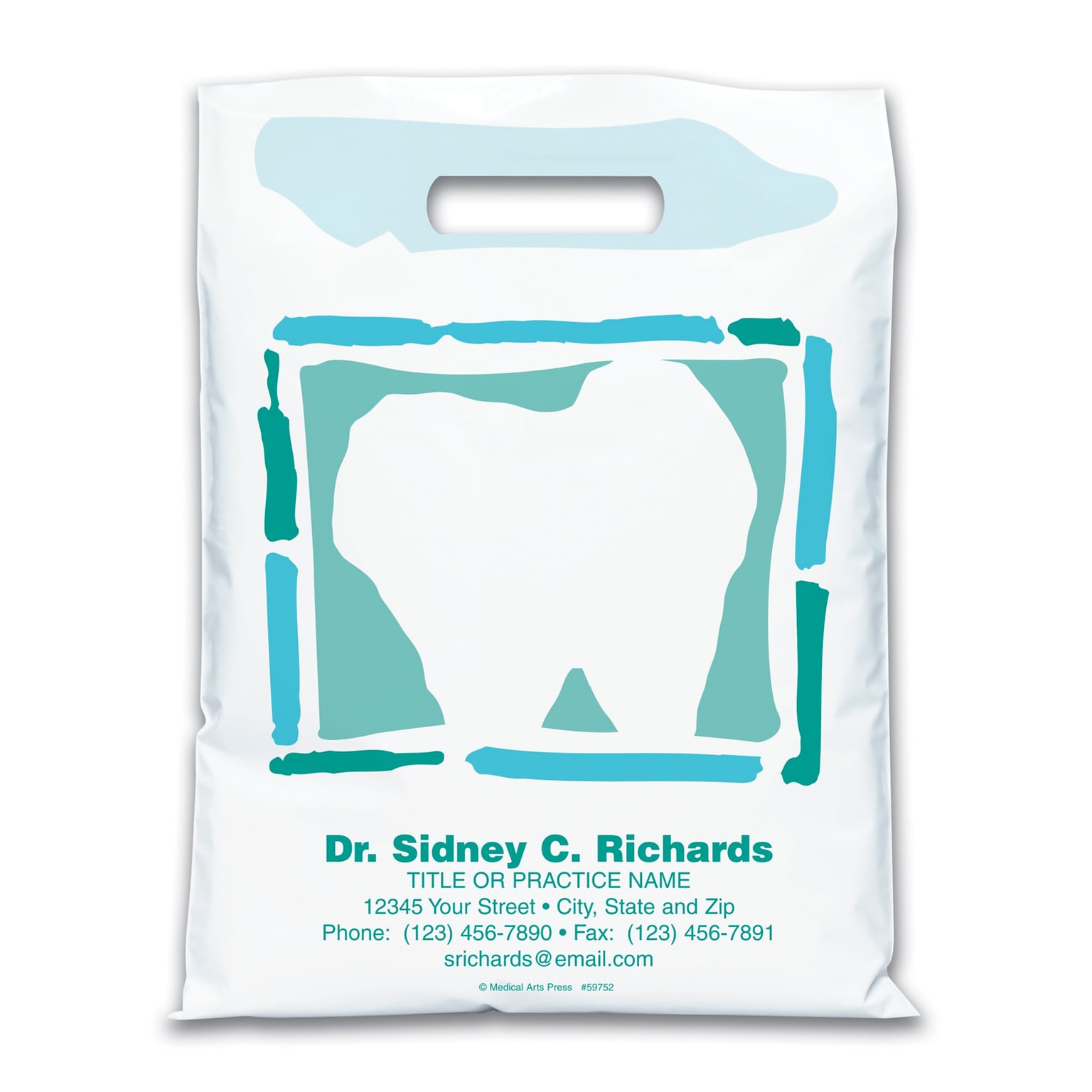 Medical Arts Press® Dental Personalized Large 2-Color Supply Bags; 9 x 13, Tooth w/Border, 100 Bags, (59752)