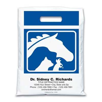 Medical Arts Press® Veterinary Personalized Large 2-Color Supply Bags; 9 x 13, Animal Silhouettes, 100 Bags, (53786)