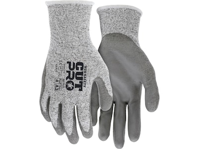 MCR Safety Cut Pro Hypermax Fiber/Polyurethane Work Gloves, Medium, A3 Cut Level, Salt-and-Pepper/Gr