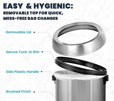 Alpine Industries Stainless Steel Trash Can, 17 Gallon (470-65L)