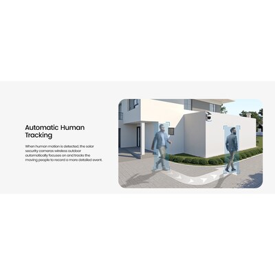 aosu 2K QHD 3.0-MP Outdoor Wireless AI-Smart Solar Security Camera, White (C9C2CA11)