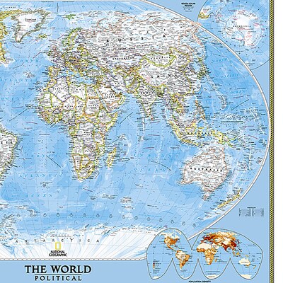 National Geographic World Classic Map, Laminated, 43.5" x 30.5" (NGMRE00622002)