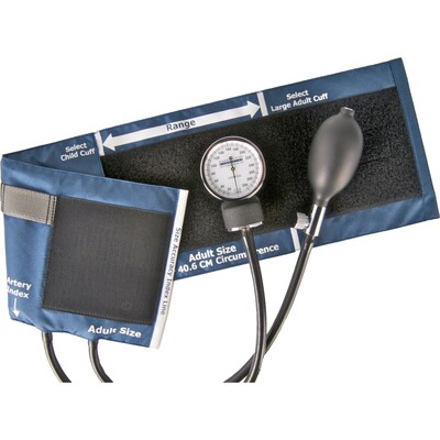 Classic Aneroid Sphygmomanometer, Navy Nylon Cuff, Thigh, Latex