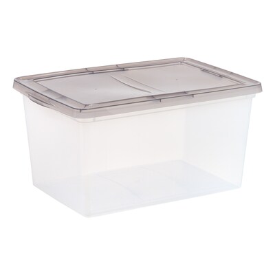 Iris 58 Quart Snap Top Plastic Snap Closure Storage Bin, Clear (500220)