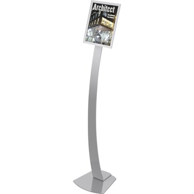 Deflecto® Contemporary Sign Stands, Silver, 56H x 12W x 12D