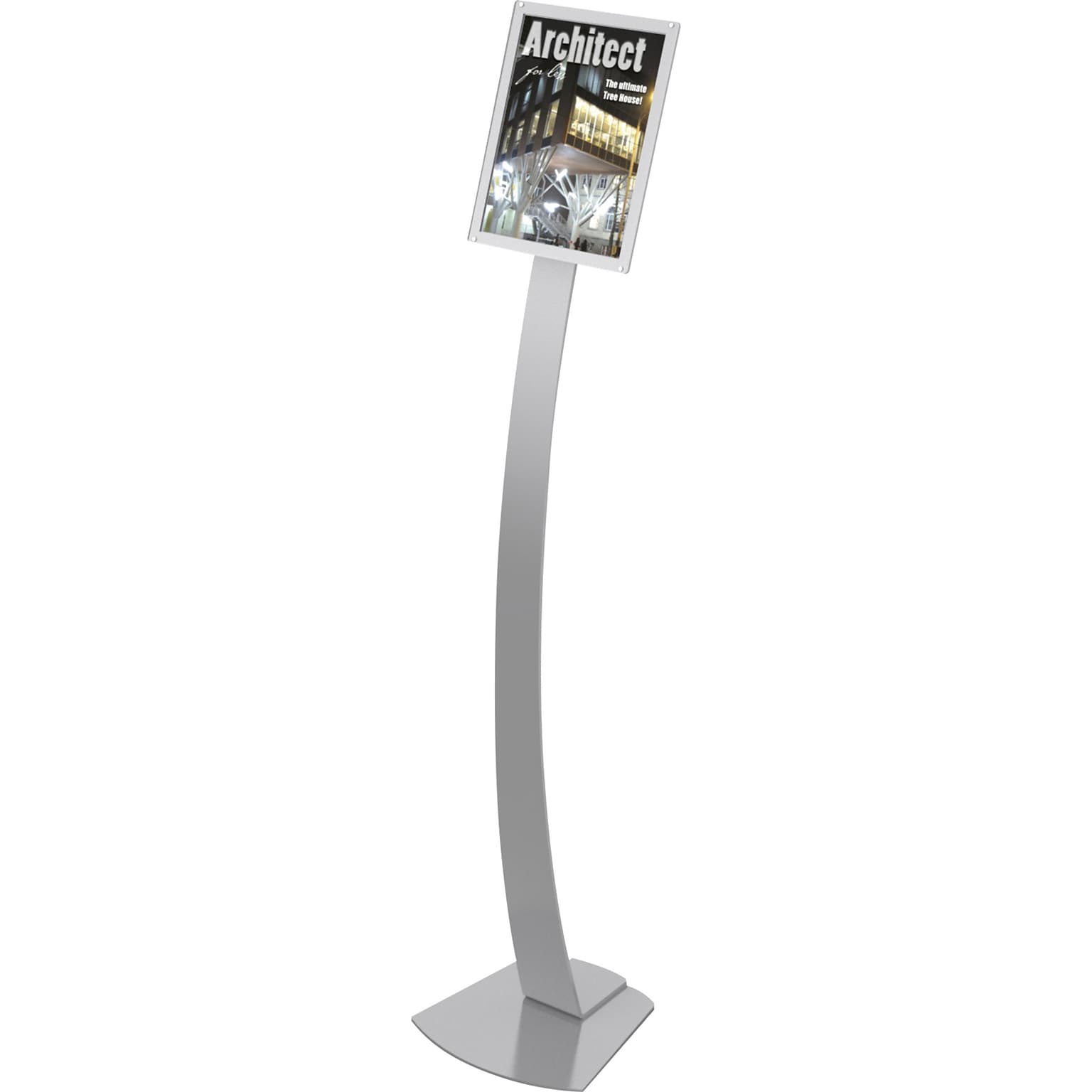 Deflecto® Contemporary Sign Stands, Silver, 56H x 12W x 12D