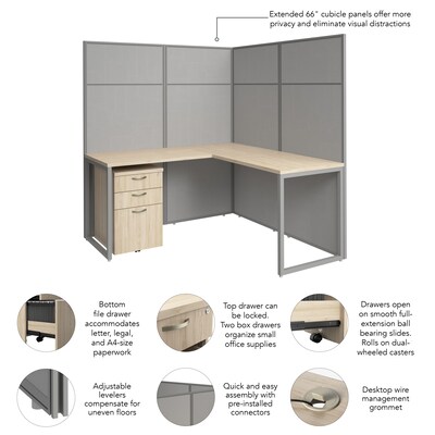 Bush Business Furniture Easy Office 66"H x 60"W L-Shaped Cubicle Panel Workstation, Natural Elm (EODH36SNE-03K)