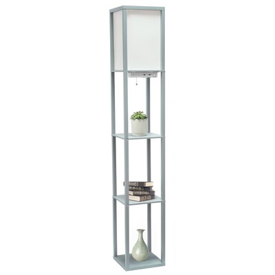 Creekwood Home Classix 62.5" Floor Lamp with Rectangular Shade, Gray (CWF-3009-GY)