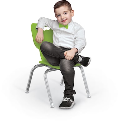 MooreCo 12 Hierarchy Student Chair with 4 Legs, Green/Chrome Base (703673595315)