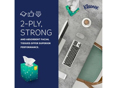 Kleenex Naturals Facial Tissue, 2-Ply, 90 Tissues/Box, 36 Boxes/Carton (56027)