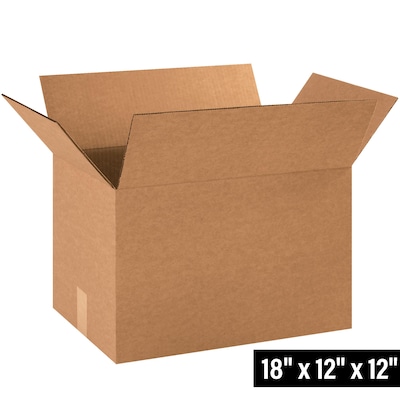 18 x 12 x 12 Standard Shipping Boxes, 32 ECT, Kraft, 25/Bundle (181212)