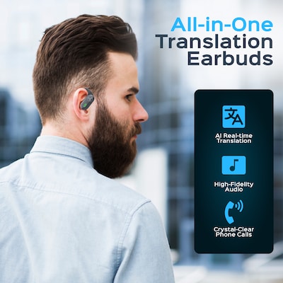 Treblab X-Smart AI Wireless Bluetooth Translation Earbuds, IPX5 Water Resistant, Black (X-Smart)