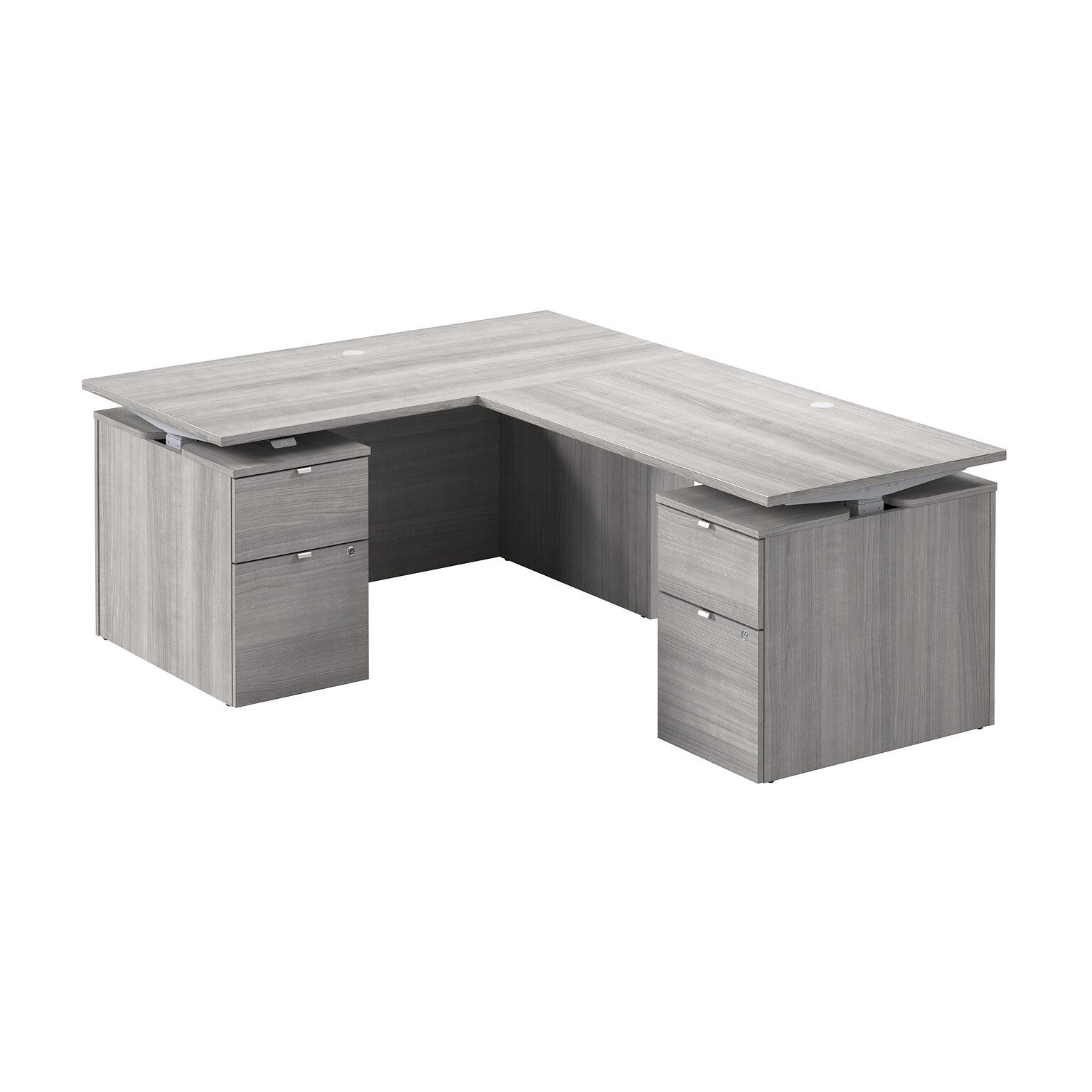 Bush Business Furniture Stratus 60W Electric L-Shaped Adjustable Standing Desk with Drawers, Platinum Gray (SUT017PG)