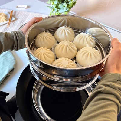 Joyce Chen 2-Tier Stainless Steel Steamer with Vented Glass Lid & Wok Adapter Ring, 10" (ESCLJ262510)