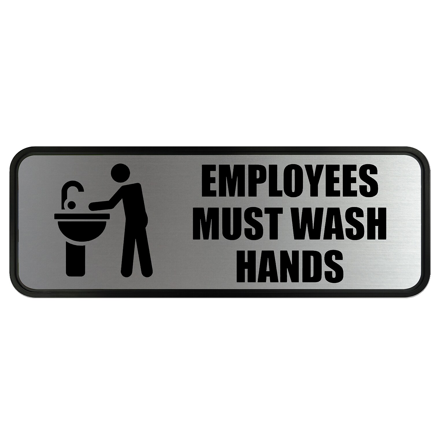 Cosco EMPLOYEE MUST WASH HANDS Sign, 9 x 3, Black, 3/Set (098205PK3)