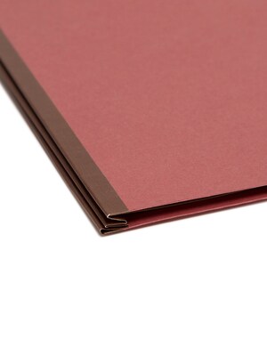 Smead 100% Recycled Pressboard Classification Folders, 2" Expansion, Letter Size, 2 Dividers, Red, 10/Box (14024)