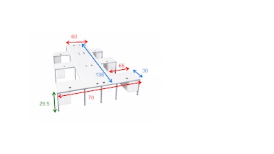 Boss Office Products Simple System 66W L-Shaped Desk with Pedestal, White, 6/Set (SGSD023-202-WT)