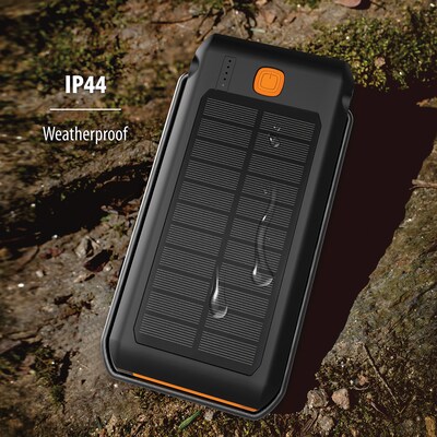 ToughTested 10,000-mAh LED Solar Portable Power Pack with Light, Black (TT-PBW-LED10)