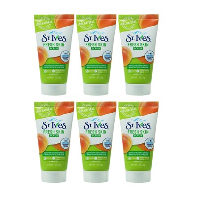 St Ives Apricot Scrub, 1 oz Travel Size Bottle, 6 Bottles/Bag, 12 Bags/Carton