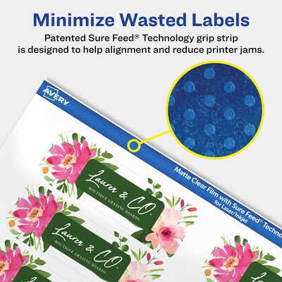 Avery Laser/Inkjet Multipurpose Rectangle Labels, 1" x 3", Clear, 160 Labels/Pack (94224)