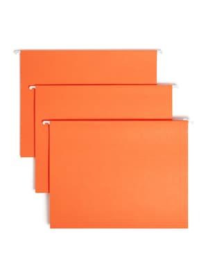 Smead Adjustable Tab Recycled Hanging File Folder, 5-Tab, Letter Size, Orange, 25/Box (64065)