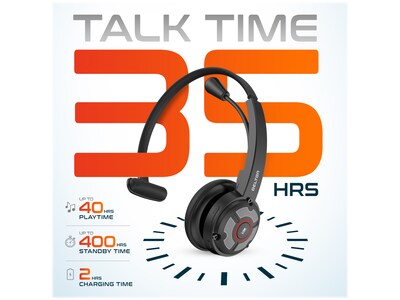 Delton 50X Pro Wireless Noise Canceling Bluetooth Mono Phone & Computer On Ear Headset, USB Type-C (