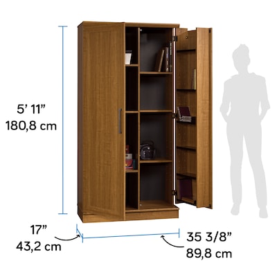 Sauder HomePlus 71"H Storage Cabinet with 12 Shelves, Sienna Oak (411965)