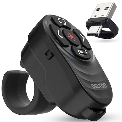 Delton P48 2.4GHz Wireless Presentation Finger Laser Pointer, Black (DLP48)