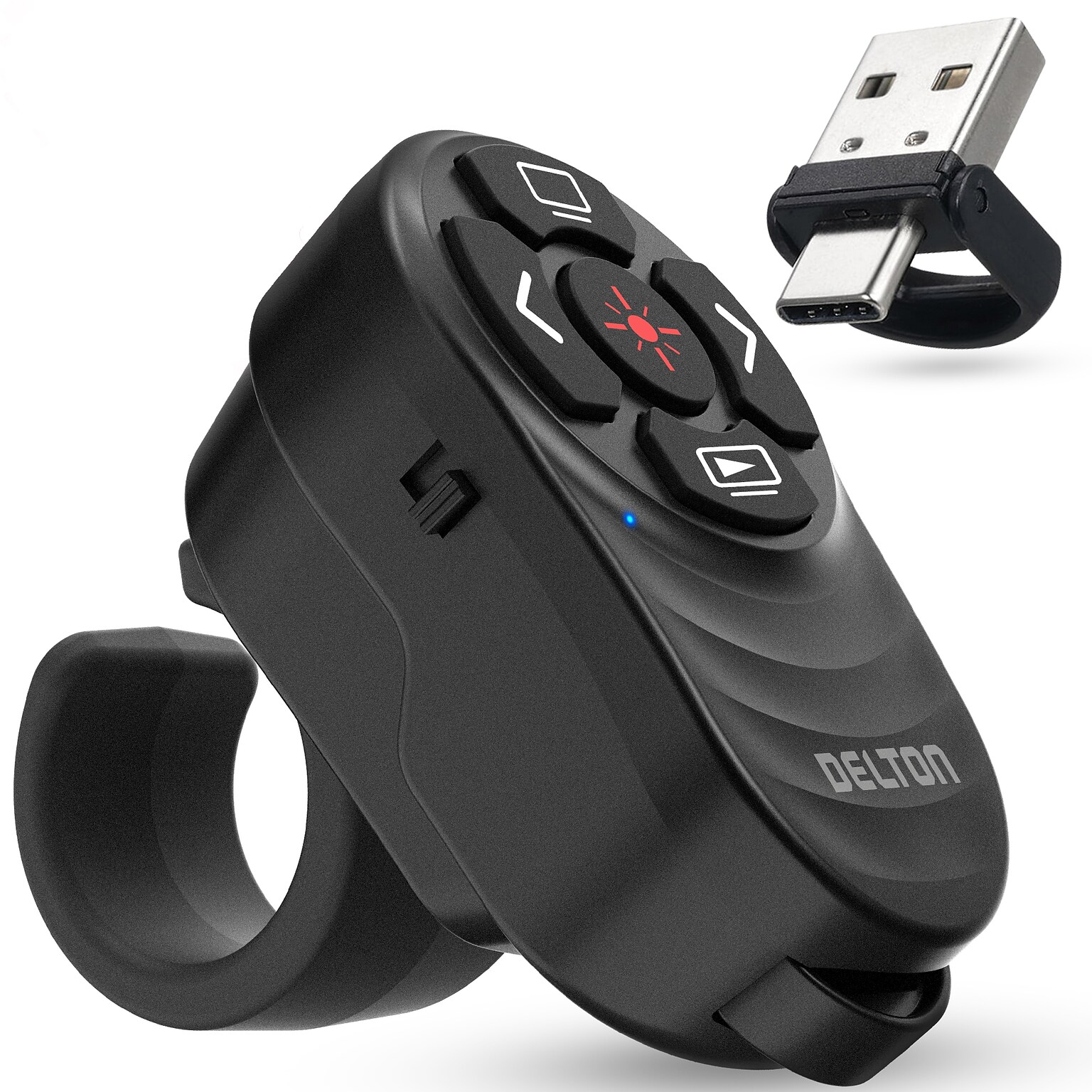 Delton P48 2.4GHz Wireless Presentation Finger Laser Pointer, Black (DLP48)