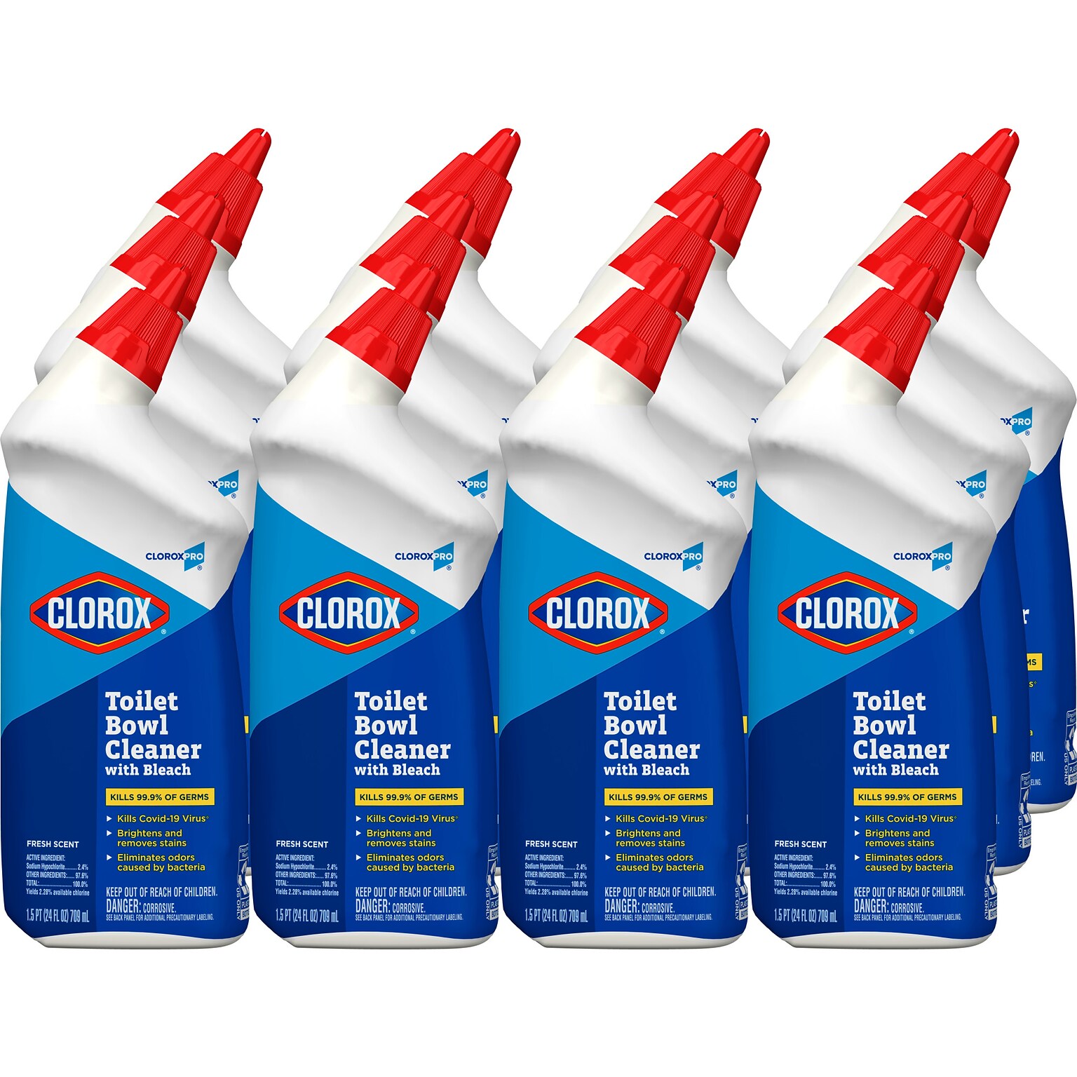 CloroxPro Toilet Bowl Cleaner with Bleach, Fresh Scent, 24 fl. oz., 12/Carton (00031)