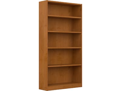 Bush Furniture Universal 72H 5-Shelf Bookcase with Adjustable Shelves, Natural Cherry Laminated Woo
