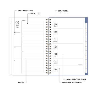2026-2027 Blue Sky Sincerely Jules Mahana Blue 5 x 8 Academic Year Weekly & Monthly Planner, Plastic Cover (161391)